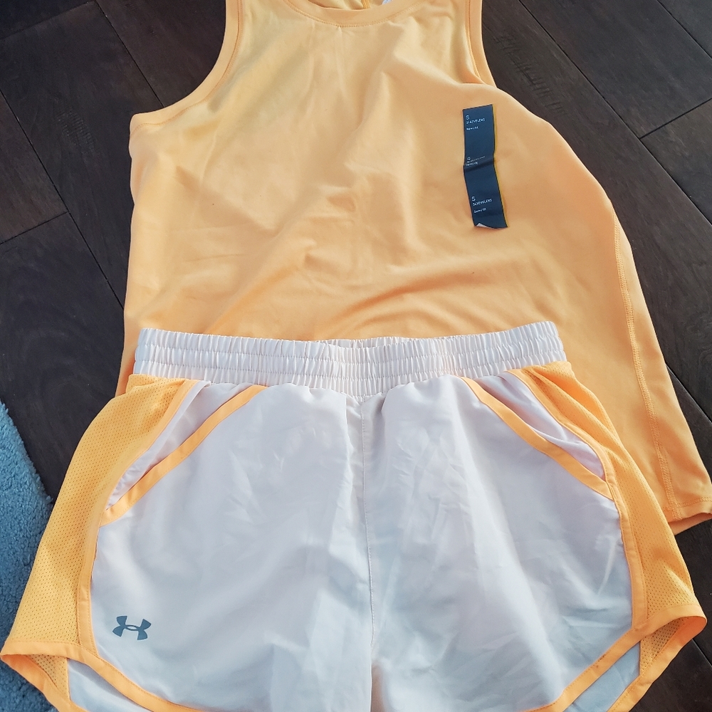 Athletic shorts size xs under armor and new all in motion orange tank si… - Picture 1 of 6